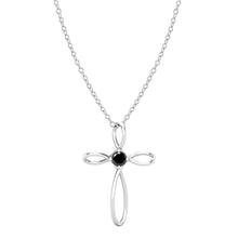 Load image into Gallery viewer, Dazzlingrock Collection 4mm Round Black Diamond Solitaire Twisted Criss Cross Pendant with 18 inch Silver Chain for Women (0.25 ctw, Color Black, Clarity Opaque) in 10K White Gold
