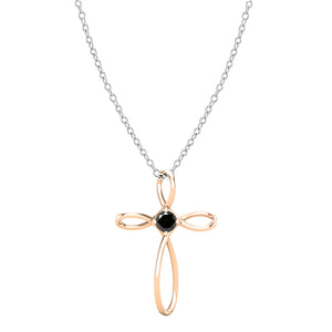 Dazzlingrock Collection 4mm Round Black Diamond Solitaire Twisted Criss Cross Pendant with 18 inch Silver Chain for Women (0.25 ctw, Color Black, Clarity Opaque) in 18K Rose Gold