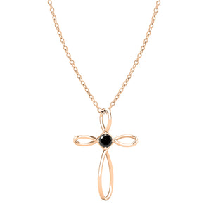 Dazzlingrock Collection 4mm Round Black Diamond Solitaire Twisted Criss Cross Pendant with 18 inch Gold Chain for Women (0.25 ctw, Color Black, Clarity Opaque) in 18K Rose Gold