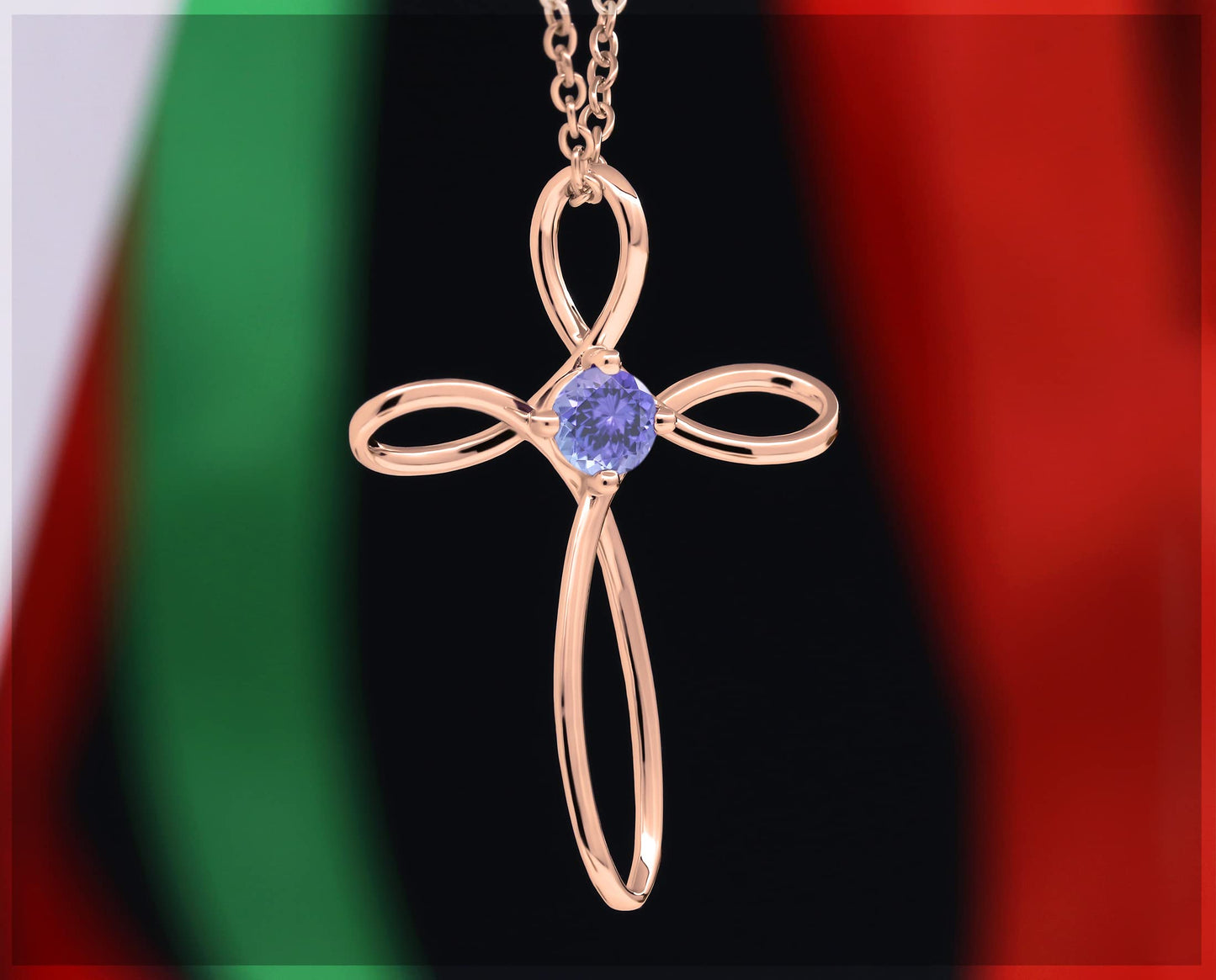 Dazzlingrock Collection 4mm Round Tanzanite Solitaire Twisted Criss Cross Pendant with 18 inch Gold Chain for Women in 10K Rose Gold