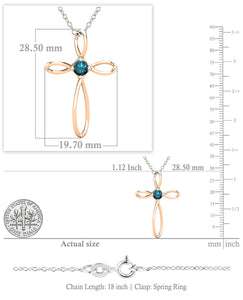 Dazzlingrock Collection 4mm Round Blue Diamond Solitaire Twisted Criss Cross Pendant with 18 inch Silver Chain for Women (0.25 ctw, Color Blue, Clarity I2-I3) in 18K Rose Gold