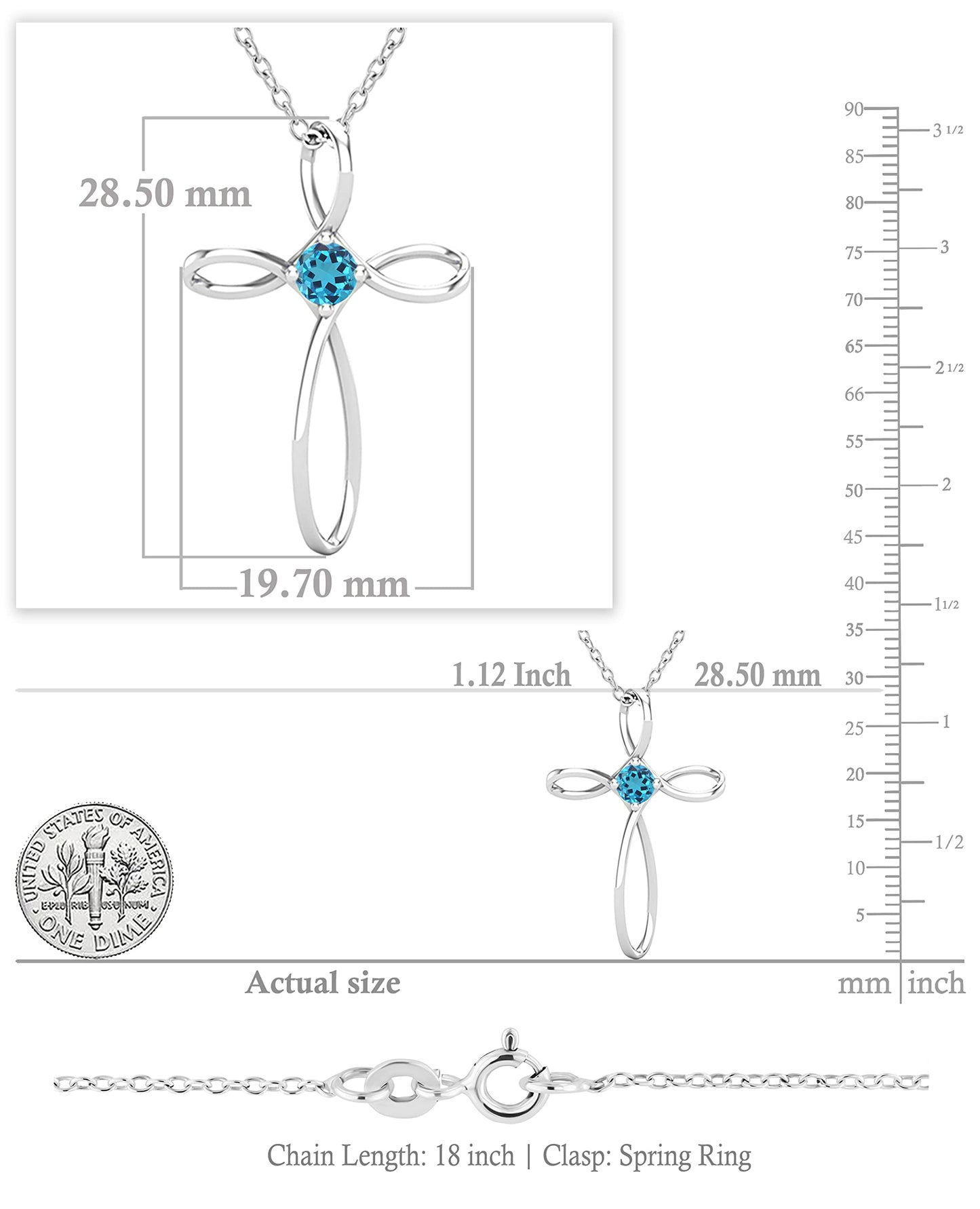 Dazzlingrock Collection 4mm Round Blue Topaz Solitaire Twisted Criss Cross Pendant with 18 inch Gold Chain for Women in 14K White Gold