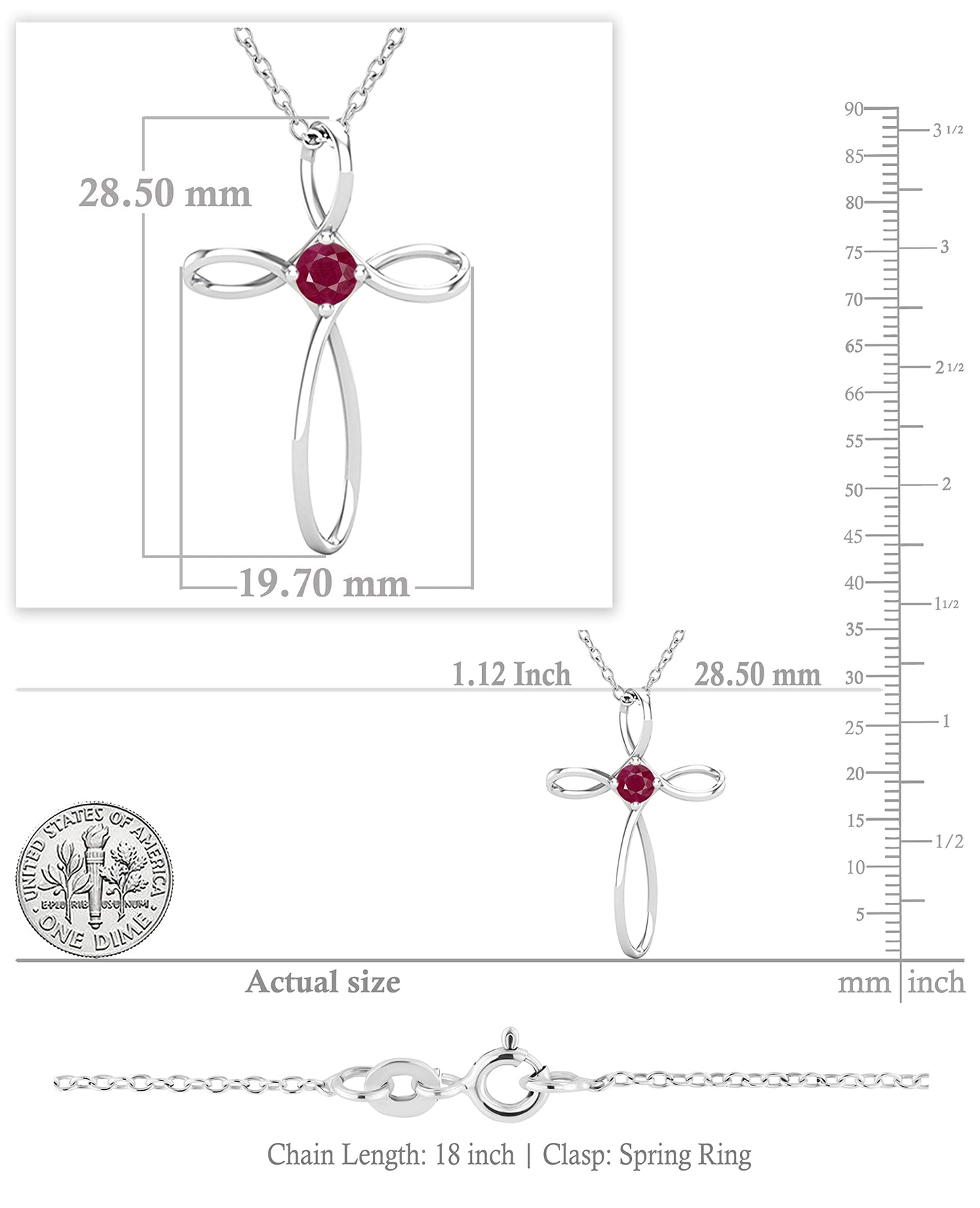 Dazzlingrock Collection 4mm Round Ruby Solitaire Twisted Criss Cross Pendant with 18 inch Gold Chain for Women in 18K White Gold