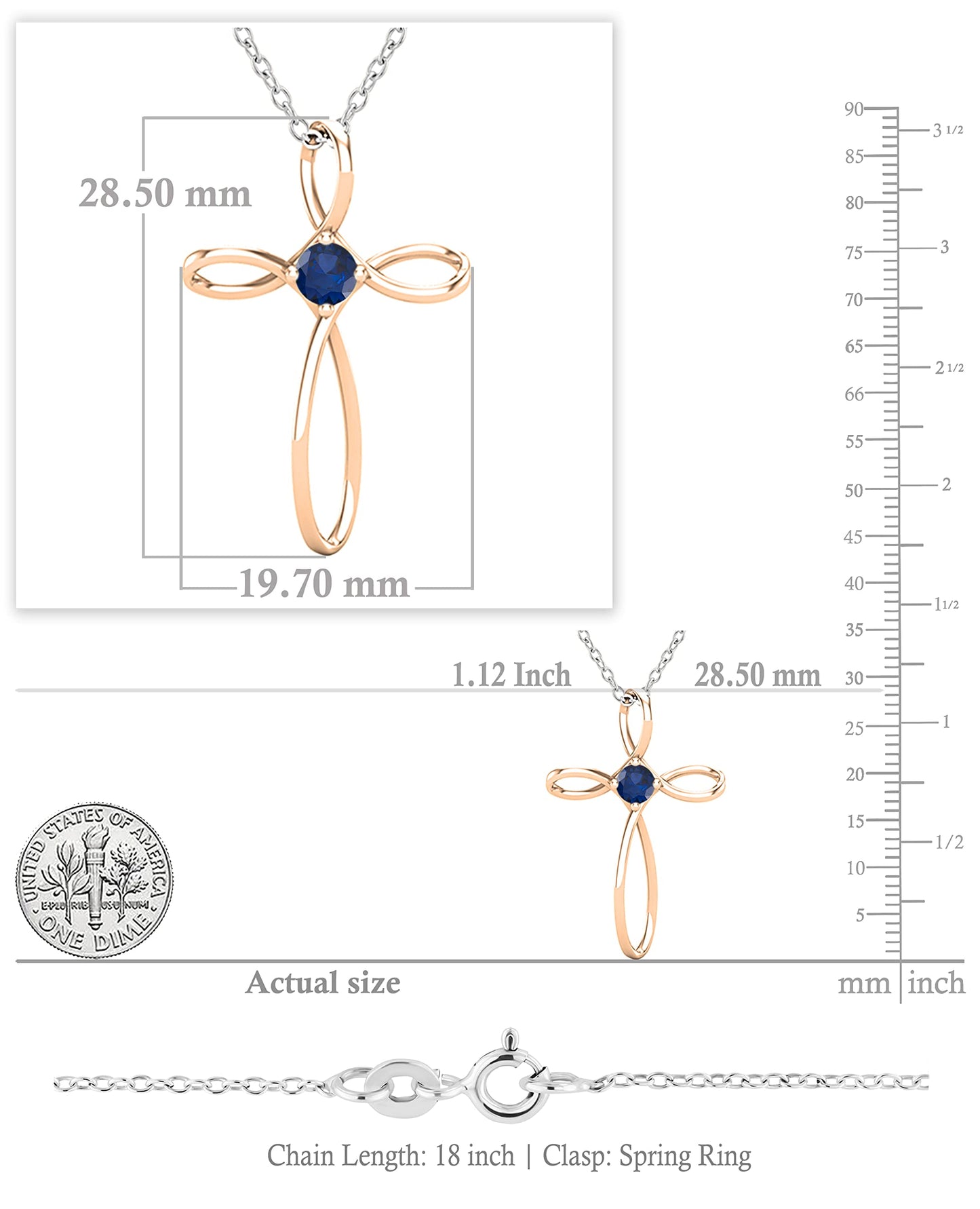 Dazzlingrock Collection 4mm Round Blue Sapphire Solitaire Twisted Criss Cross Pendant with 18 inch Silver Chain for Women in 18K Rose Gold
