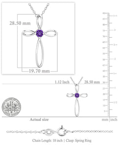 Dazzlingrock Collection 4mm Round Amethyst Solitaire Twisted Criss Cross Pendant with 18 inch Silver Chain for Women in 10K White Gold