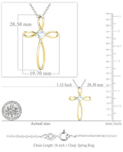 Load image into Gallery viewer, Dazzlingrock Collection 4mm Round Aquamarine Solitaire Twisted Criss Cross Pendant with 18 inch Silver Chain for Women in 10K Yellow Gold
