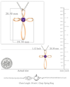 Dazzlingrock Collection 4mm Round Amethyst Solitaire Twisted Criss Cross Pendant with 18 inch Silver Chain for Women in 14K Rose Gold