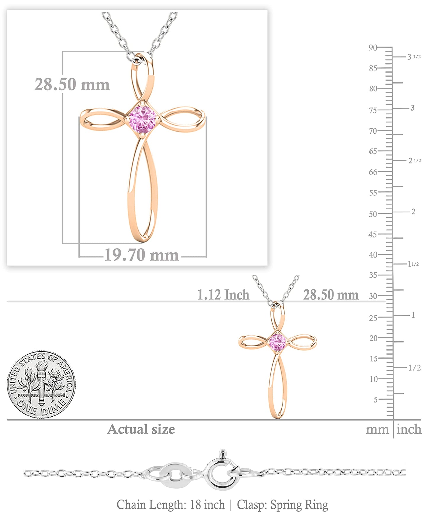Dazzlingrock Collection 4mm Round Pink Sapphire Solitaire Twisted Criss Cross Pendant with 18 inch Silver Chain for Women in 10K Rose Gold