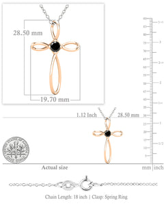 Dazzlingrock Collection 4mm Round Black Diamond Solitaire Twisted Criss Cross Pendant with 18 inch Silver Chain for Women (0.25 ctw, Color Black, Clarity Opaque) in 14K Rose Gold