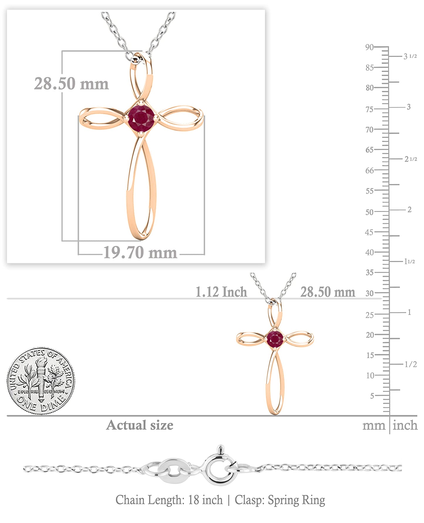 Dazzlingrock Collection 4mm Round Ruby Solitaire Twisted Criss Cross Pendant with 18 inch Silver Chain for Women in 18K Rose Gold