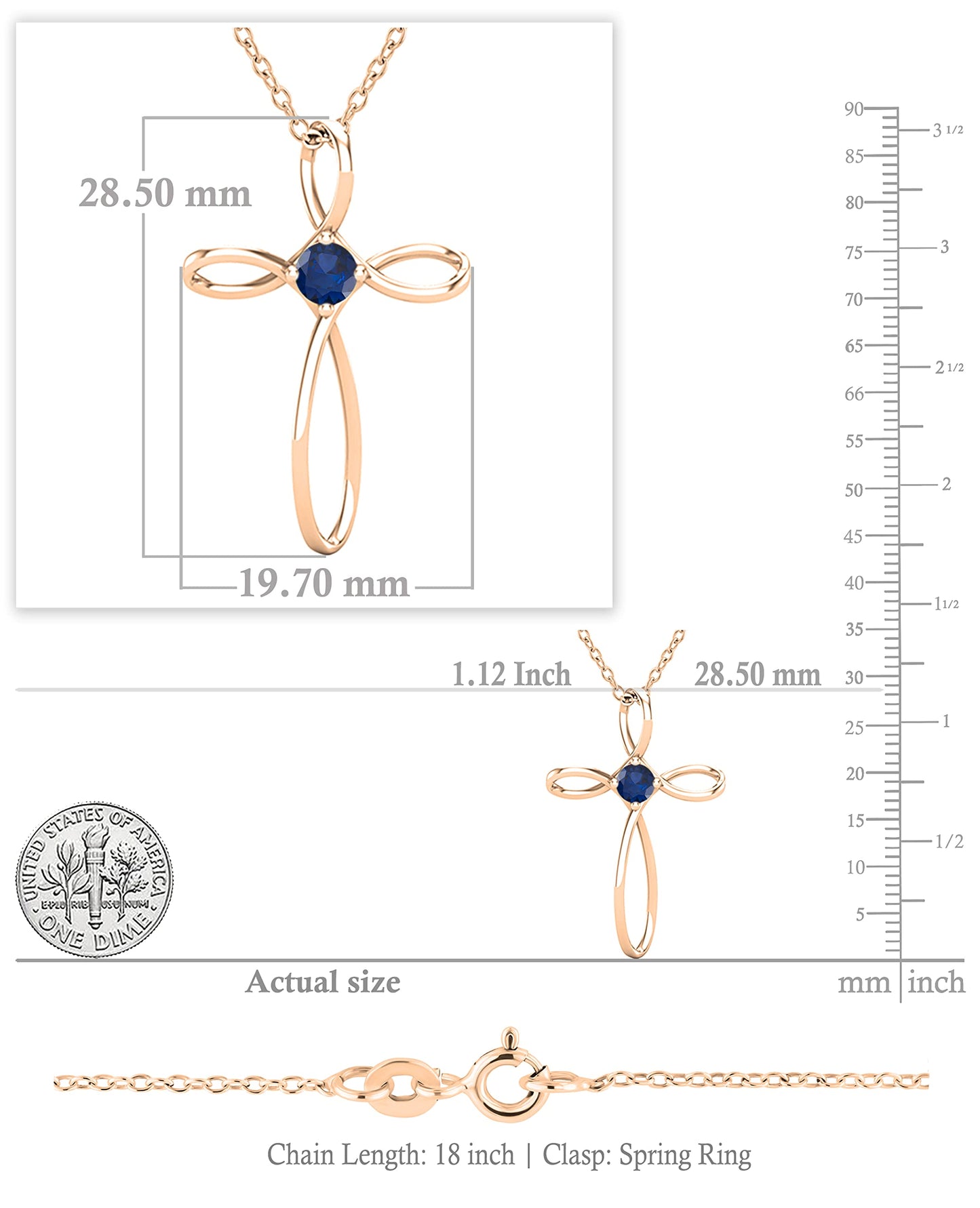 Dazzlingrock Collection 4mm Round Blue Sapphire Solitaire Twisted Criss Cross Pendant with 18 inch Gold Chain for Women in 10K Rose Gold