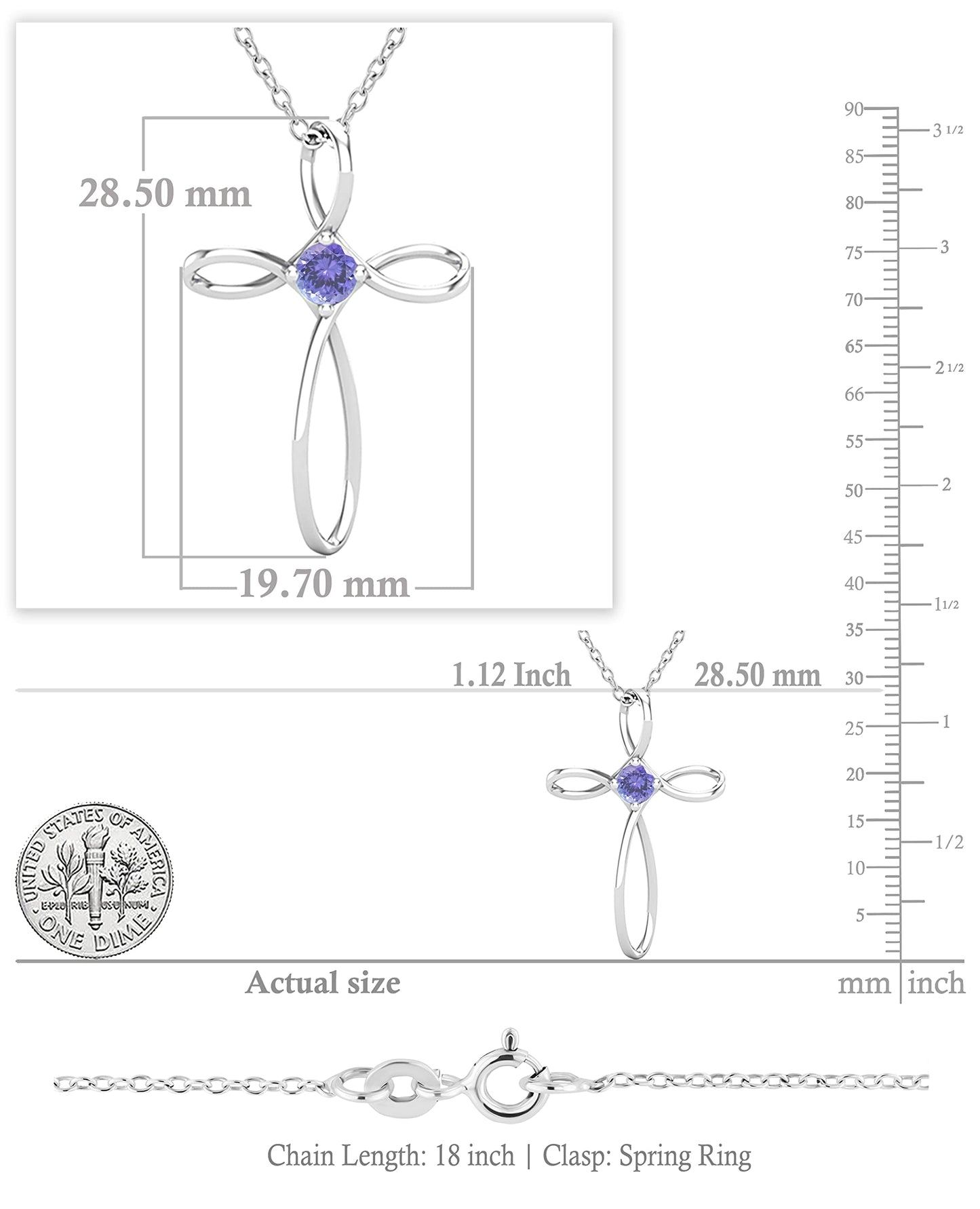 Dazzlingrock Collection 4mm Round Tanzanite Solitaire Twisted Criss Cross Pendant with 18 inch Gold Chain for Women in 14K White Gold