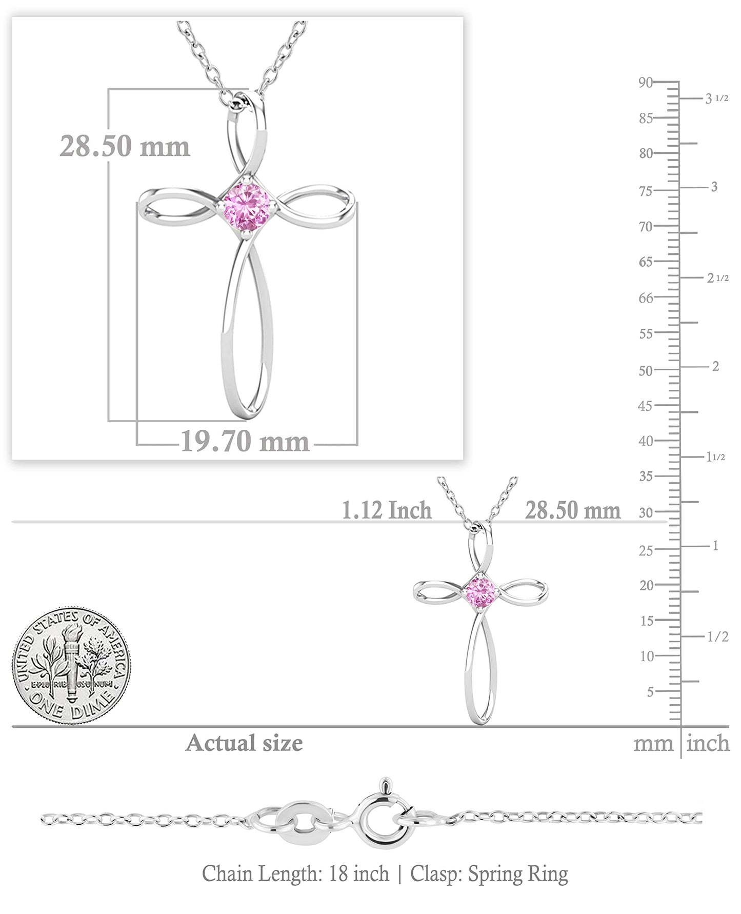 Dazzlingrock Collection 4mm Round Pink Sapphire Solitaire Twisted Criss Cross Pendant with 18 inch Silver Chain for Women in 18K White Gold