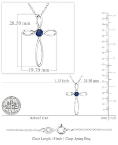 Dazzlingrock Collection 4mm Round Blue Sapphire Solitaire Twisted Criss Cross Pendant with 18 inch Gold Chain for Women in 14K White Gold