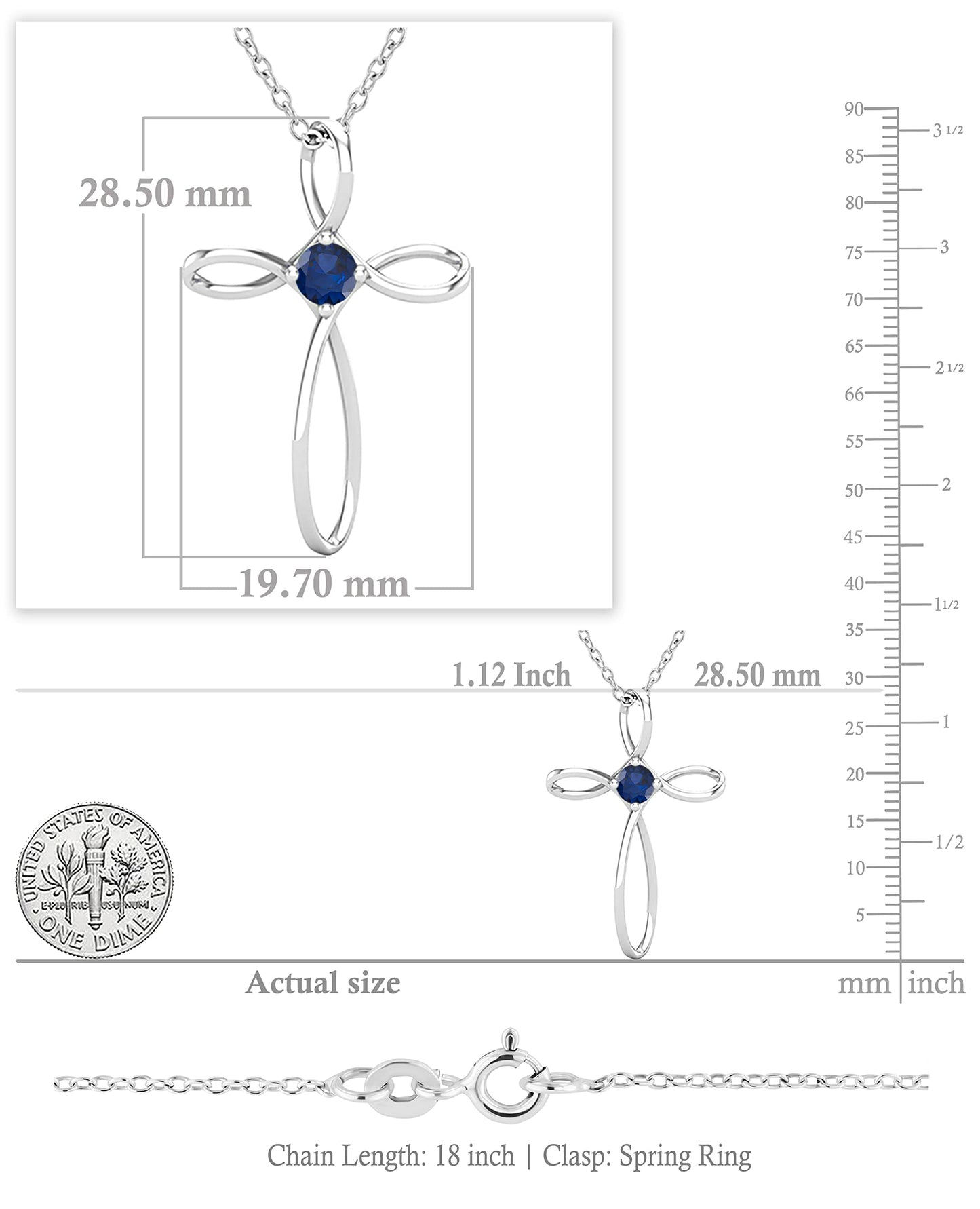 Dazzlingrock Collection 4mm Round Blue Sapphire Solitaire Twisted Criss Cross Pendant with 18 inch Silver Chain for Women in 18K White Gold