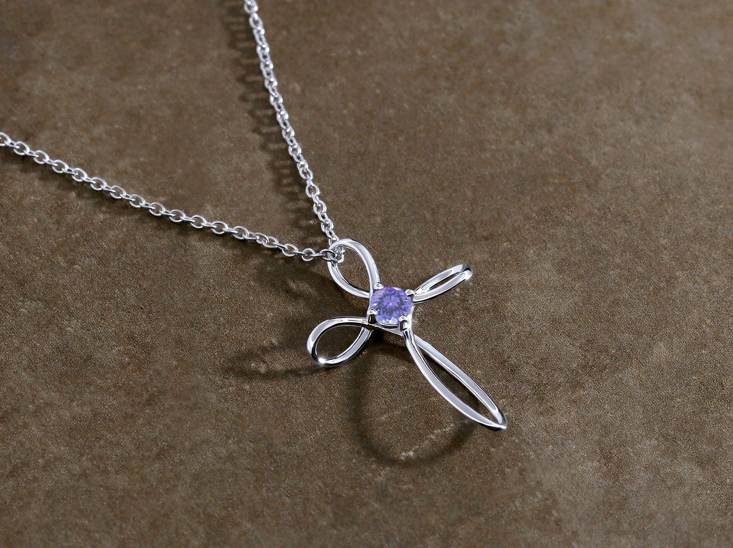 Dazzlingrock Collection 4mm Round Tanzanite Solitaire Twisted Criss Cross Pendant with 18 inch Silver Chain for Women in 18K White Gold